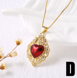 Collana con Sacro Cuore <span class=keywords><strong>di</strong></span> Gesù Placcata in Oro 18k, Pendente Cattolico con Zircone Rosso, Gioielli in Rame per Donne e Ragazze, Accessorio Regalo - Product Image 4