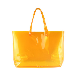 custom color eco pvc clear beach swim bag orange tote transparent plastic handbag