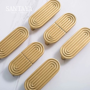 مقابض سانتايا من النحاس المصقول الصلب لخزائن المطبخ وأدراج غرف النوم ومقابض الأثاث - Product Image 3