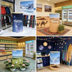 Mostrador de Exhibición de Productos para Tiendas Minoristas con Rotación de 360 Grados °   Área de Impresión y Acabado en Madera Natural - Product Image 4