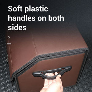 Organisateur de coffre de voiture en cuir de luxe portable avec capacité de transport renforcée et conteneur de rangement pliable - Product Image 4