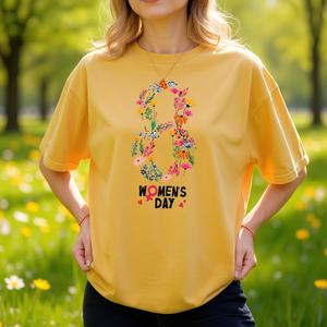 T-shirt da Donna Comfort Colors per la Giornata Internazionale della Donna, Stampa Floreale, Manica Corta, Vestibilità Ampia, Primavera-Estate, Collo Tondo, 100% Cotone - Product Image 2