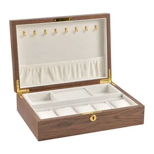 Luxury Glass Top Window Custom Logo Wooden Watch Box Packaging Case High Glossy Paint Wood Jewelry Box