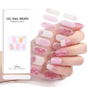 Semi Cured Gel Nail Custom Logo Package Nails Personalize Design Sticker Gel Nail Wraps With UV Lamp