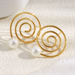 Dreamshow Imitation Pearl Jewelry Women's <strong>Earrings</strong> Conch Design Fashion Stud <strong>Earrings</strong> Gold Plated Stainless Steel Trendy Jewelry - Product Image 3
