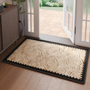 Paillasson rectangulaire en fibre de polyester à base de caoutchouc, couleur unie, pour usage domestique, tapis d'entrée antidérapant, épais et durable - Product Image 3