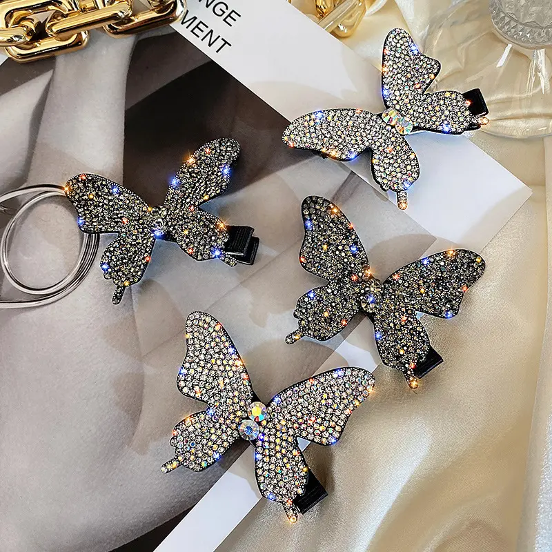 Clip para el pelo de hada y mariposa, accesorio para el cabello femenino con diseño de mariposa y diamantes