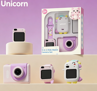 2026 Set Kamera Jam Tangan Anak 3-in-1 Baru, Kamera Digital Anak Multifungsi dengan Kantong Lepas Pasang dan 180 °   Lensa HD Berputar