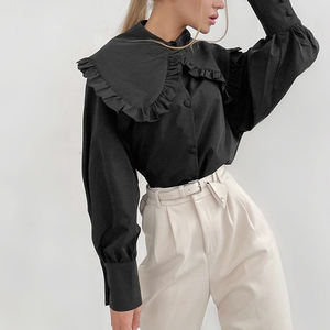 بلوزة فاخرة طويلة الأكمام بنفسجية من الحرير للسيدات لربيع وصيف 2024، قمصان مصممة للسيدات، بلوزات أنيقة برابطة فراشية - Product Image 2