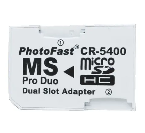 Photo fast CR-5400 memory TF to MS Pro Duo PSP Card Dual 2 Slot Adapter