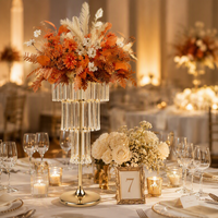 Support floral en cristal doré pour centre de table de mariage, présentoir floral suspendu en acrylique pour réception et fête