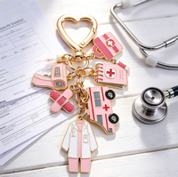 Porte-clés Thème Infirmière Créatif avec Thermomètre, Style Uniforme d'Infirmière d'Ambulance, Cadeau Fête du Docteur et de l'Infirmière, Vente en Gros Personnalisée