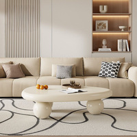 Table basse de style crémeux haut de gamme en feuille de bananier, plateau en bois massif de forme irrégulière, mobilier de salon