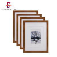 Set Bingkai Foto Lipat Modern MDF Amber Oak dengan Bingkai Tipis dan Alas Putih untuk Dekorasi Dinding Galeri dan Pajangan Rumah