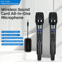 Microphone Karaoké Dynamique Sans Fil, Microphone Portable Sans Fil avec Carte Son et Écho Bluetooth pour Téléphone, Haut-parleur, Soirée Chantante