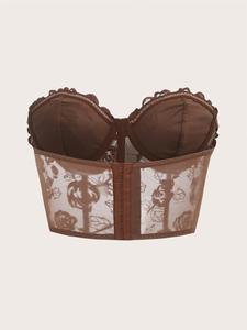 Corsé Sexy de <span class=keywords><strong>Encaje</strong></span> Floral para <span class=keywords><strong>Mujer</strong></span> Sin <span class=keywords><strong>Tirantes</strong></span> y Sin Mangas, Top Corto tipo Tubo Transpirable Estilo Y2K Streetwear Gótico - Product Image 4
