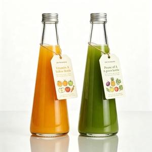 Envases de Vidrio Transparente Cónicos de 250 ml y 330 ml para Bebidas, Botellas de Vidrio Delgadas con Tapas de Rosca de Aluminio Plateado - Product Image 2