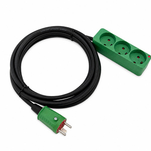 ZNPON 5M 10M 15M 25M IP44 Green and Red Heavy Duty Danish 3 <strong>Gang</strong> <strong>Extension</strong> <strong>Lead</strong> - Product Image 1