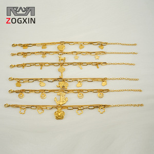 Zogxin Fashion Charm Bracelets For Women 18K Plated Stainless Steel Heart Star Elephant Anchor Pendant Jewelry Gift - Product Image 1