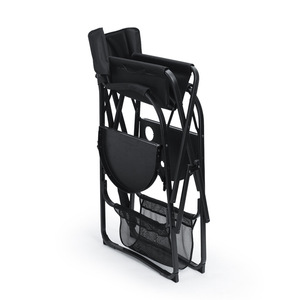 Chaise de maquilleur pliable en aluminium, entièrement noire, design moderne, sac de rangement portable pour salon de coiffure - Product Image 4