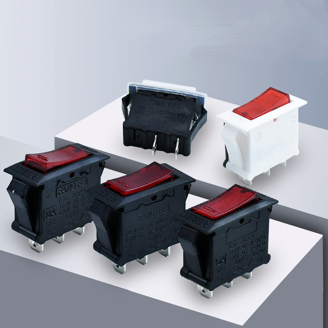 IEC60934 FF-001 125VAC 250VAC 50-60HZ 5A 6A 7A 8A 10A 15A 16A 3 Pin Rocker Push Button Switch Kcd3 Overload Protector With Led