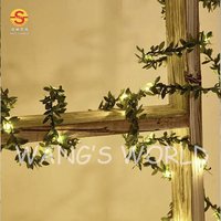Guirlande lumineuse LED avec des feuilles vertes artificielles, en cuivre, plante murale, suspension