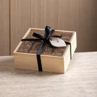 Boîte à chocolat carrée personnalisée avec couvercle en acrylique transparent, boîte à collation, emballage de luxe en bois pour biscuits et bonbons, avec ruban