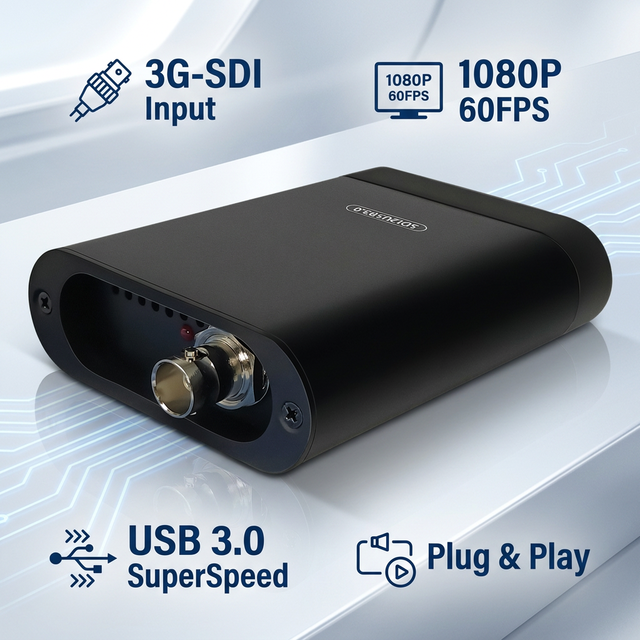 High Performance Plug and Play Metal 3G-SDI USB 3.0 Video Capture Card for Camera OBS Streaming and Recording