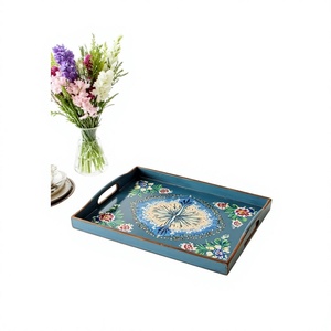 Polished Eco Friendly Handmade Wooden Breakfast Serving <b>Tray</b> Large Display Rectangular Household Cheap Prices B.S INTERNATIONAL - Product Image 3