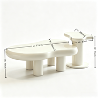 Table Basse en Bois Écologique Blanc Crème Nuage, Forme Irrégulière Organique, Meuble de Salon Moderne – Offre Spéciale