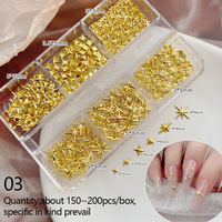 Rivet Nail Art Accessoires 6 grilles assorties Mini or et argent Étoile à six branches Rock Heart Nail Diamond Patch Accessoires