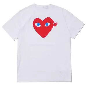 Peeqi 패션 여름 그래픽 인쇄 티 솔리드 하트 패턴 반팔 면 티셔츠 숙녀 플러스 사이즈 여성 티셔츠