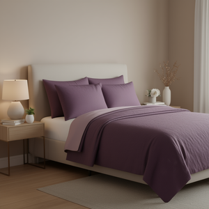 Ensemble de couvre-lit réversible Purple King, 3 pièces, polyester et coton jacquard, uni, teint, literie pour la maison, toutes saisons, style simple - Product Image 2