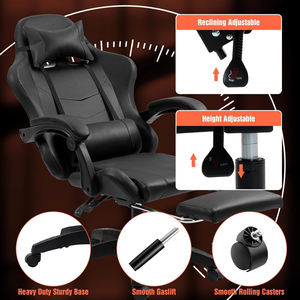 Chaise <span class=keywords><strong>de</strong></span> <span class=keywords><strong>jeu</strong></span> 90-135 °   Chaise d'ordinateur <span class=keywords><strong>inclinable</strong></span> avec repose-pieds, chaise <span class=keywords><strong>de</strong></span> gamer, travail, <span class=keywords><strong>jeu</strong></span>, polyvalente, verrouillage multi-angles - Product Image 3