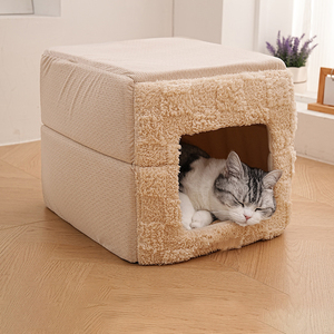 Warme kattenbed, bestseller, 2-<span class=keywords><strong>in</strong></span>-1 grijsbruin, kwaliteit, nieuw huisdierbed, bank, honden- en kattenbed - Product Image 3