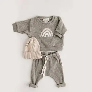 Conjunto de 3 piezas de ropa de algodón para bebé recién nacido, venta al por mayor, Unisex