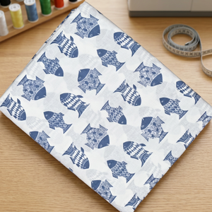 Tissu 100% coton blanc et bleu à motifs floraux Kalamkari, imprimé à la main, écologique, résistant au rétrécissement, ignifuge, séchage rapide - Product Image 6