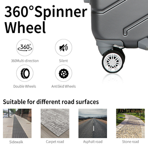Wholesale 20 24 28 Inch Silver <strong>Grey</strong> Fashionable Simple PC ABS Spinner <strong>Suitcase</strong> Double Handle Durable Lightweight Outdoor - Product Image 6