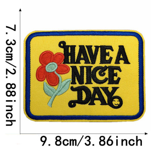 Offre Spéciale <span class=keywords><strong>bonne</strong></span> journée Slogan bonnes salutations mot Design Rectangle fer sur patch de broderie pour casquette - Product Image 5