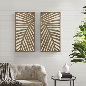 DB Juego de decoración de pared de panel de madera de 2 piezas de dos tonos Letreros de pared de madera elegantes - Product Image 6