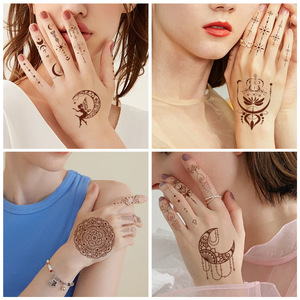 Juego <span class=keywords><strong>de</strong></span> 10 Pegatinas <span class=keywords><strong>de</strong></span> Tatuaje <span class=keywords><strong>de</strong></span> Henna para <span class=keywords><strong>Manos</strong></span>, Diseño <span class=keywords><strong>de</strong></span> Luna Pintada a Mano, Color Marrón, Resistentes al Agua, para Hombres y Mujeres - Product Image 5