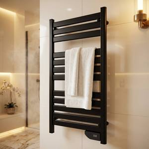 <span class=keywords><strong>Toallero</strong></span> Eléctrico Calefactado de Aluminio Negro de 500W, Radiador de <span class=keywords><strong>Baño</strong></span> Montado en Pared, IP24 CE SmartTemp LED, Directo de Fábrica OEM - Product Image 1