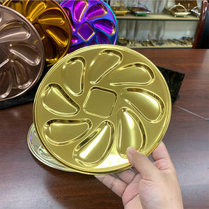 <span class=keywords><strong>Assiette</strong></span> à huîtres ronde en acier inoxydable doré coloré Restaurant bon marché Grill Buffet Fruits de mer <span class=keywords><strong>Assiette</strong></span> en acier inoxydable - Product Image 1