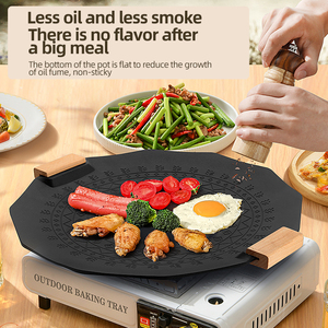 Irregular Double Bottom 4.5mm <strong>Thickness</strong> Die-cast Aluminum Party Outdoor Camping Barbecue Non Stick Bbq Griddle <strong>Grill</strong> <strong>Pan</strong> - Product Image 2