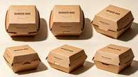 Boîte à burger jetable empilable en kraft, anti-fuite, pour poulet frit, frites, restaurant, vente en gros