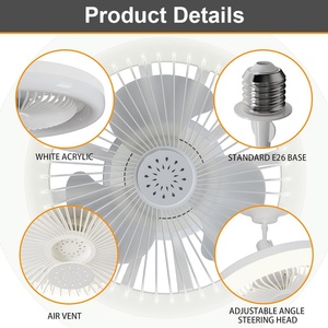 Ventilador de Techo LED con Luz, Cabezal Móvil, Regulación Inteligente, Bombilla E27, Decoración del Hogar, Rotación de 360°, Control Remoto, Ventilador de Techo Moderno - Product Image 3