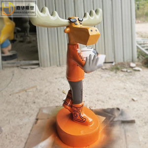 Escultura de Ciervo Jahua, Figura de Fibra de Vidrio para Montar en el Suelo, Instalación Artística Decorativa para Exteriores - Product Image 2