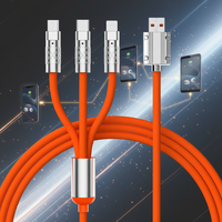 Cable de Carga Rápida 3 en 1 de PVC y Aleación de Zinc con Micro USB y Tipo-C para Teléfonos y Portátiles