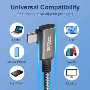 <span class=keywords><strong>USB</strong></span> 4.0 90 độ khuỷu tay Loại C Cáp dữ liệu 40gbps 240W sạc nhanh cho IOS Máy Tính Máy Quét Mã Vạch Microphone màn hình - Product Image 6