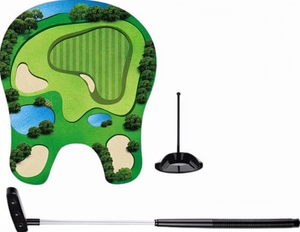 Ensemble de <span class=keywords><strong>jeu</strong></span> de <span class=keywords><strong>golf</strong></span> portable en plastique avec mini-putters, balles, tapis de putting et support de porte – Cadeau drôle pour golfeurs adultes - Product Image 1